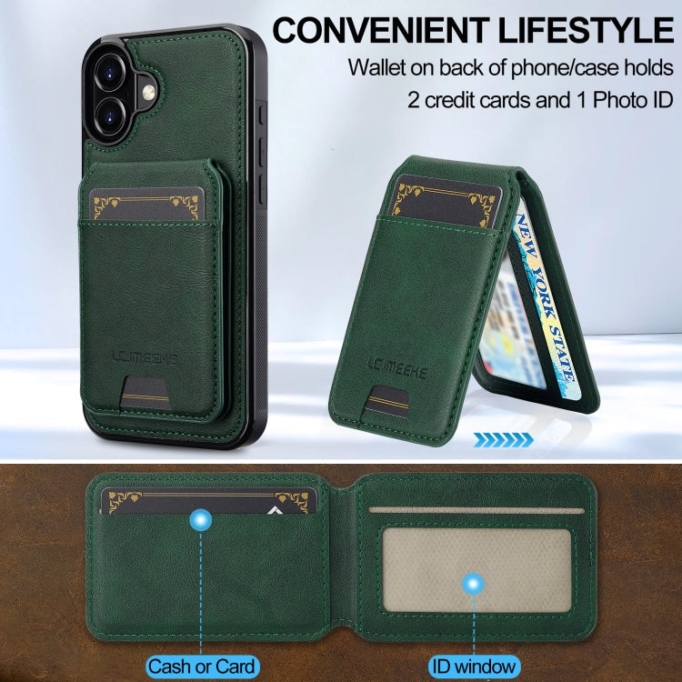 For iPhone 16 LC.IMEEKE L3 Series Detachable RFID Card Bag Magsafe Phone Case(Green)