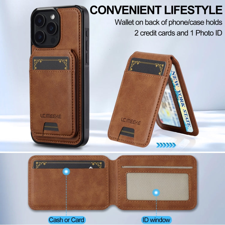 For iPhone 15 Pro Max LC.IMEEKE L3 Series Detachable RFID Card Bag Magsafe Phone Case(Brown)
