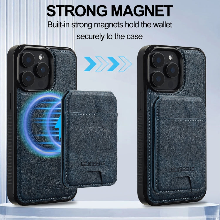 For iPhone 15 Pro Max LC.IMEEKE L3 Series Detachable RFID Card Bag Magsafe Phone Case(Blue)