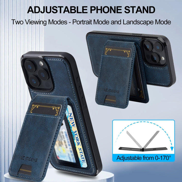 For iPhone 15 Pro Max LC.IMEEKE L3 Series Detachable RFID Card Bag Magsafe Phone Case(Blue)