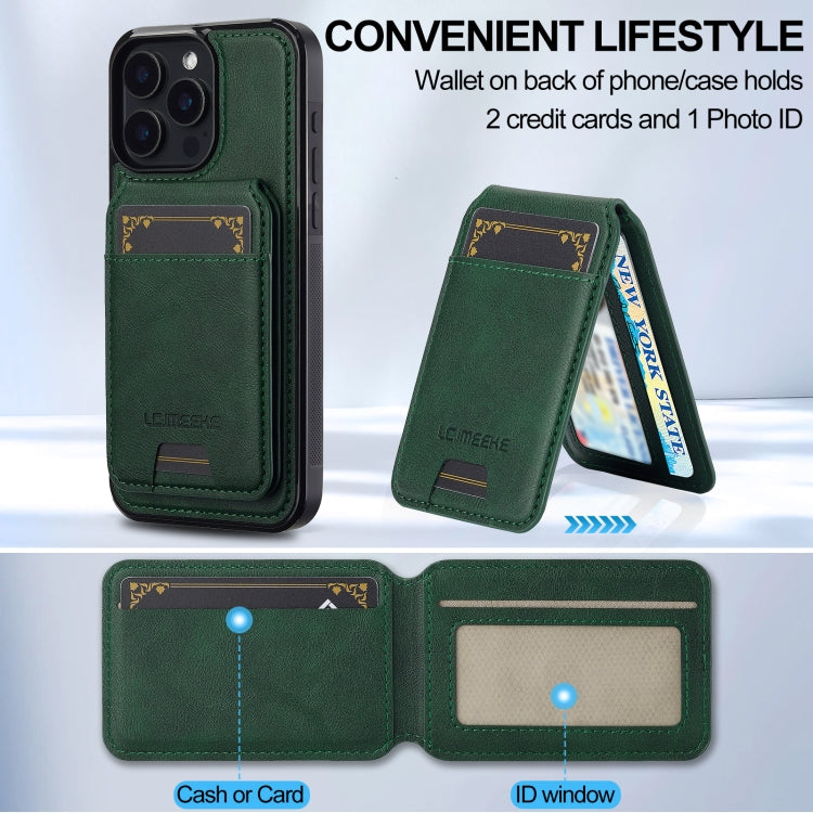 For iPhone 15 Pro LC.IMEEKE L3 Series Detachable RFID Card Bag Magsafe Phone Case(Green)