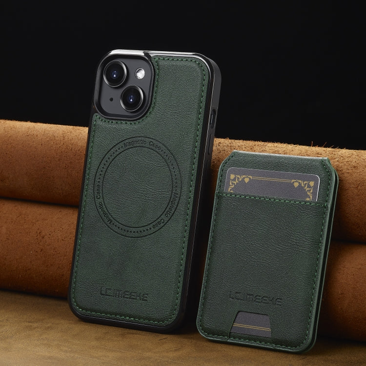 For iPhone 15 LC.IMEEKE L3 Series Detachable RFID Card Bag Magsafe Phone Case(Green)