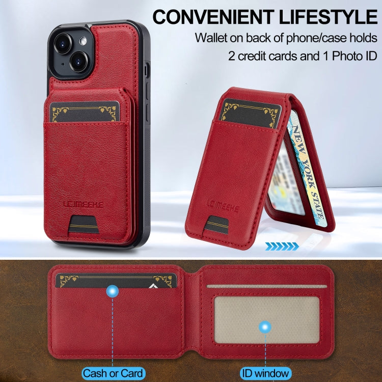 For iPhone 15 LC.IMEEKE L3 Series Detachable RFID Card Bag Magsafe Phone Case(Red)