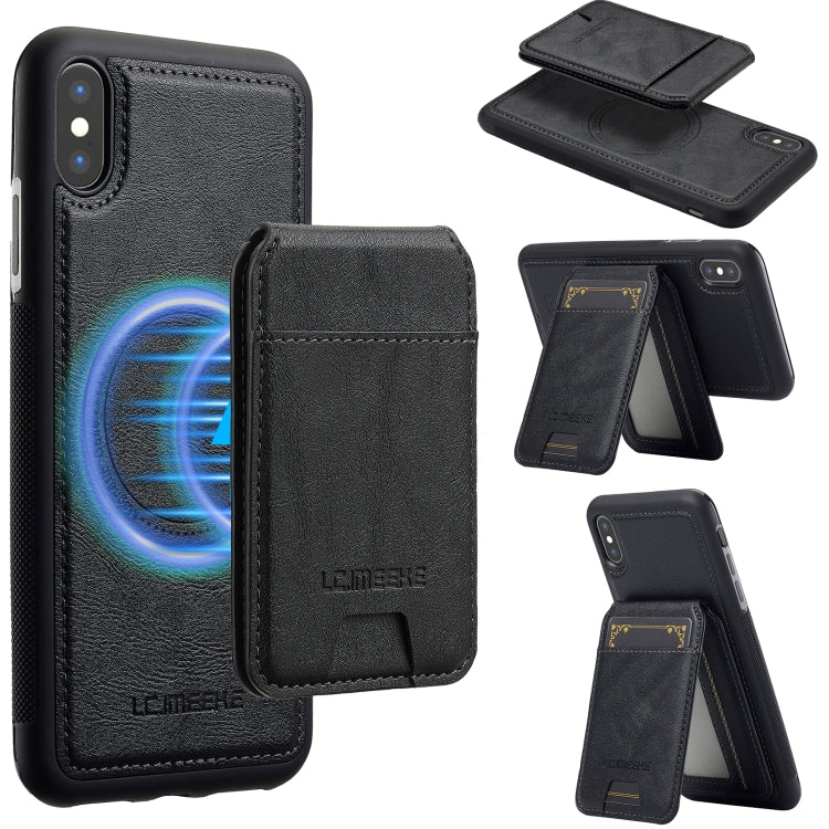 For iPhone XS Max LC.IMEEKE L3 Series Detachable RFID Card Bag Magsafe Phone Case(Black)
