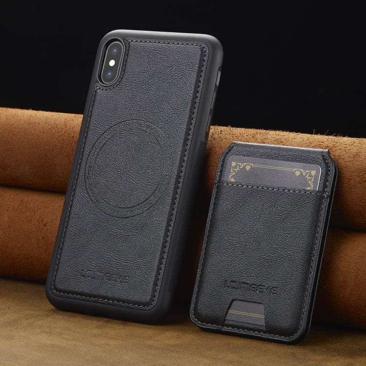 For iPhone XS Max LC.IMEEKE L3 Series Detachable RFID Card Bag Magsafe Phone Case(Black)