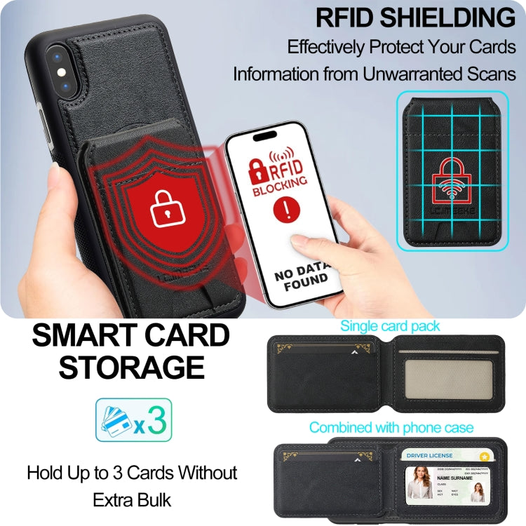 For iPhone XS Max LC.IMEEKE L3 Series Detachable RFID Card Bag Magsafe Phone Case(Black)