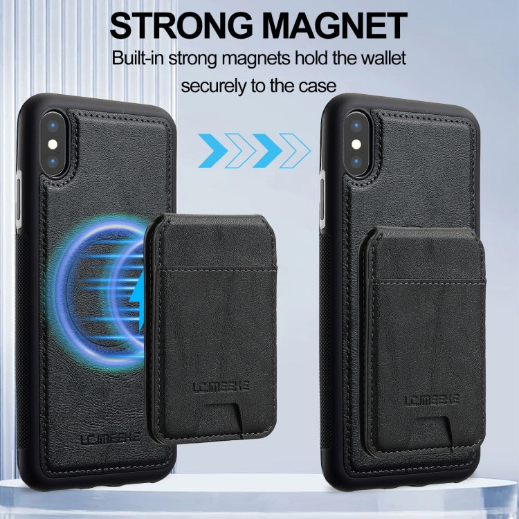 For iPhone XS Max LC.IMEEKE L3 Series Detachable RFID Card Bag Magsafe Phone Case(Black)