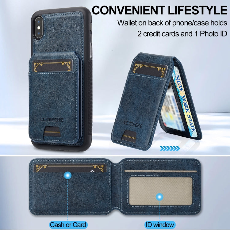 For iPhone XS Max LC.IMEEKE L3 Series Detachable RFID Card Bag Magsafe Phone Case(Blue)
