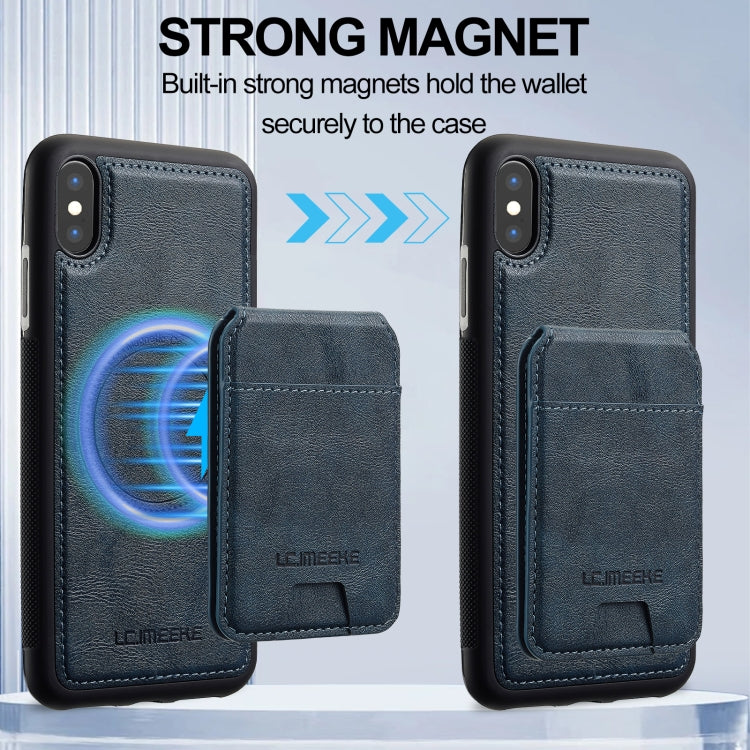 For iPhone XS Max LC.IMEEKE L3 Series Detachable RFID Card Bag Magsafe Phone Case(Blue)