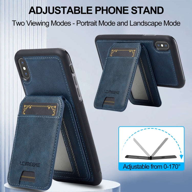 For iPhone XS Max LC.IMEEKE L3 Series Detachable RFID Card Bag Magsafe Phone Case(Blue)
