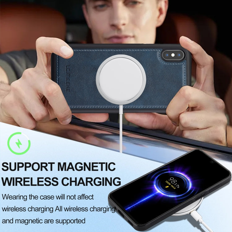 For iPhone XS Max LC.IMEEKE L3 Series Detachable RFID Card Bag Magsafe Phone Case(Blue)