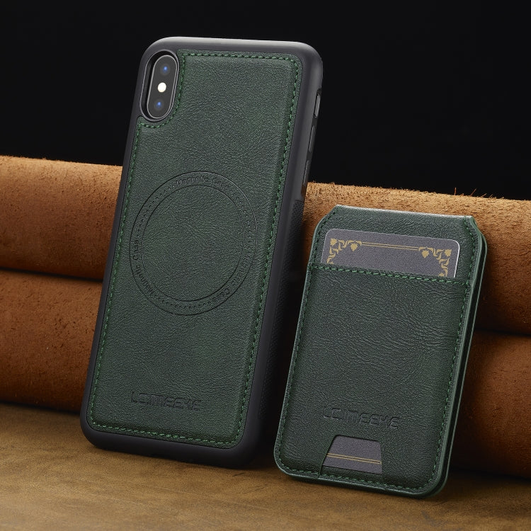 For iPhone XS Max LC.IMEEKE L3 Series Detachable RFID Card Bag Magsafe Phone Case(Green)