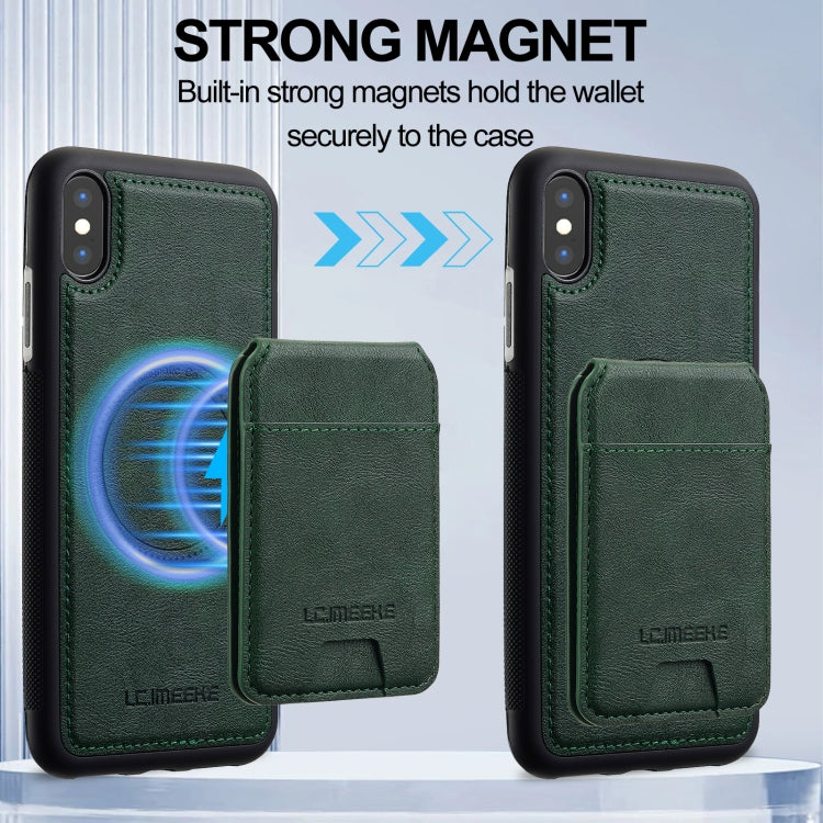For iPhone XS Max LC.IMEEKE L3 Series Detachable RFID Card Bag Magsafe Phone Case(Green)