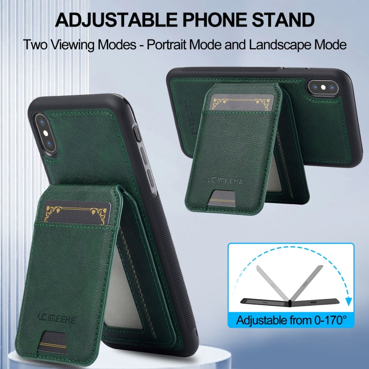 For iPhone XS Max LC.IMEEKE L3 Series Detachable RFID Card Bag Magsafe Phone Case(Green)
