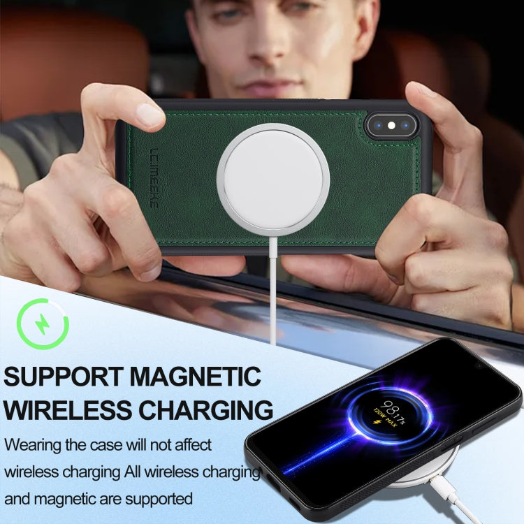 For iPhone XS Max LC.IMEEKE L3 Series Detachable RFID Card Bag Magsafe Phone Case(Green)