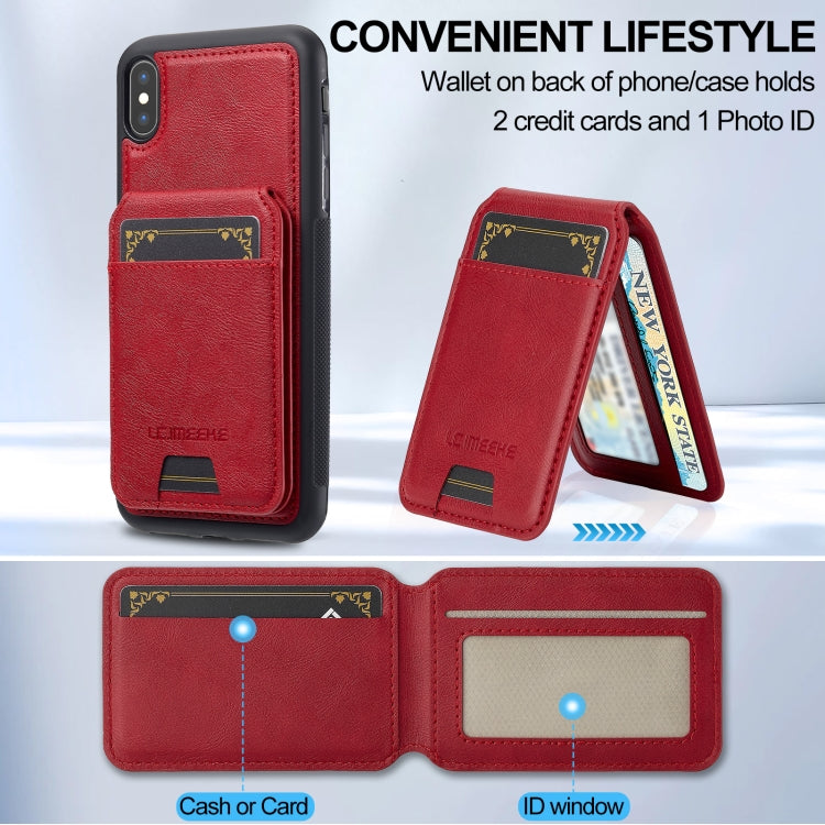 For iPhone XR LC.IMEEKE L3 Series Detachable RFID Card Bag Magsafe Phone Case(Red)