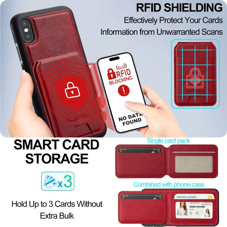 For iPhone XR LC.IMEEKE L3 Series Detachable RFID Card Bag Magsafe Phone Case(Red)