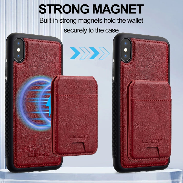 For iPhone XR LC.IMEEKE L3 Series Detachable RFID Card Bag Magsafe Phone Case(Red)