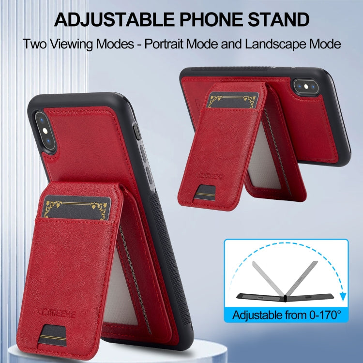 For iPhone XR LC.IMEEKE L3 Series Detachable RFID Card Bag Magsafe Phone Case(Red)
