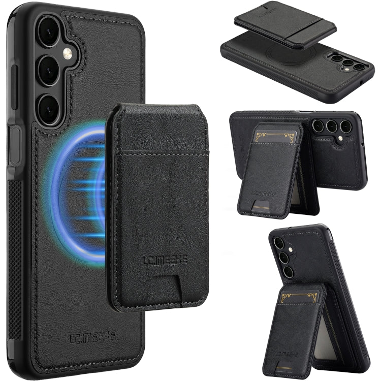For Samsung Galaxy S23 FE 5G LC.IMEEKE L3 Series Detachable RFID Card Bag Magsafe Phone Case(Black)