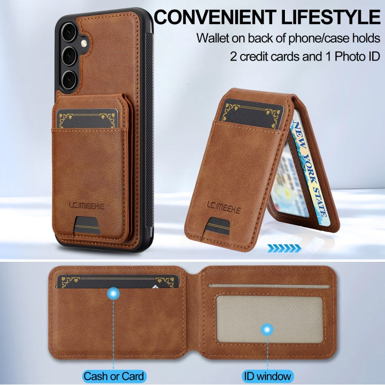 For Samsung Galaxy S23 FE 5G LC.IMEEKE L3 Series Detachable RFID Card Bag Magsafe Phone Case(Brown)
