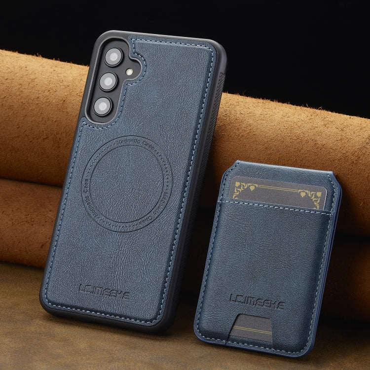 For Samsung Galaxy S23 FE 5G LC.IMEEKE L3 Series Detachable RFID Card Bag Magsafe Phone Case(Blue)