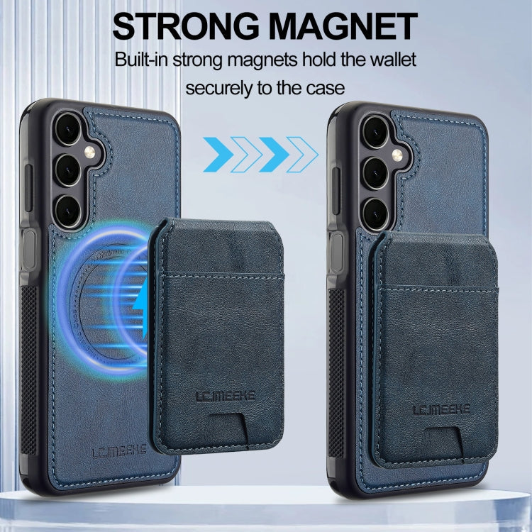 For Samsung Galaxy S23 FE 5G LC.IMEEKE L3 Series Detachable RFID Card Bag Magsafe Phone Case(Blue)