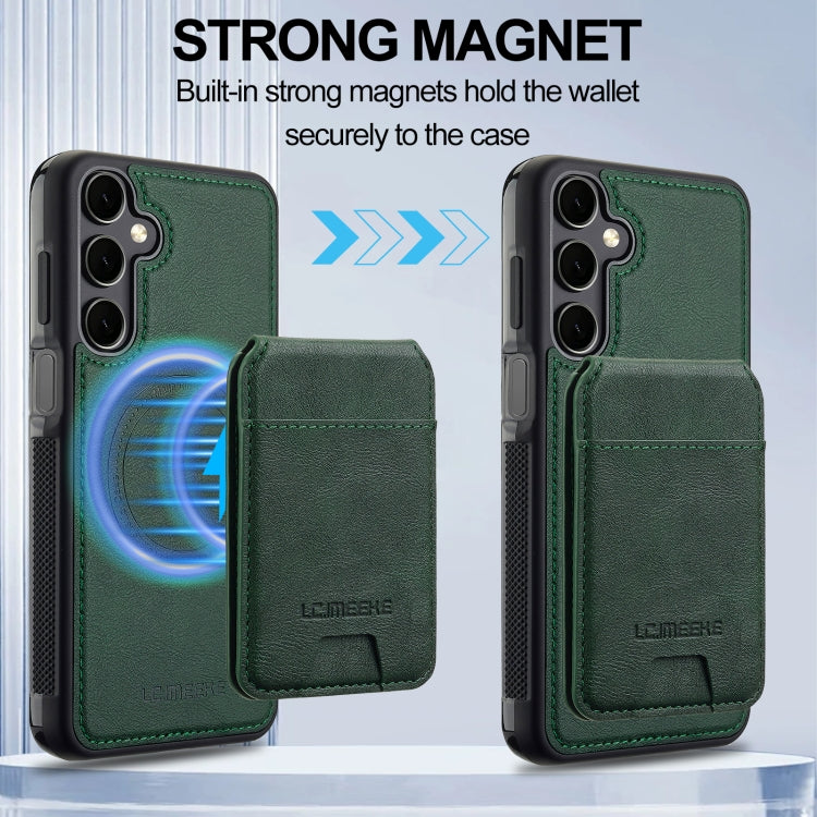 For Samsung Galaxy S23 FE 5G LC.IMEEKE L3 Series Detachable RFID Card Bag Magsafe Phone Case(Green)