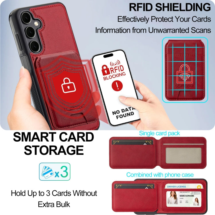 For Samsung Galaxy S23 FE 5G LC.IMEEKE L3 Series Detachable RFID Card Bag Magsafe Phone Case(Red)