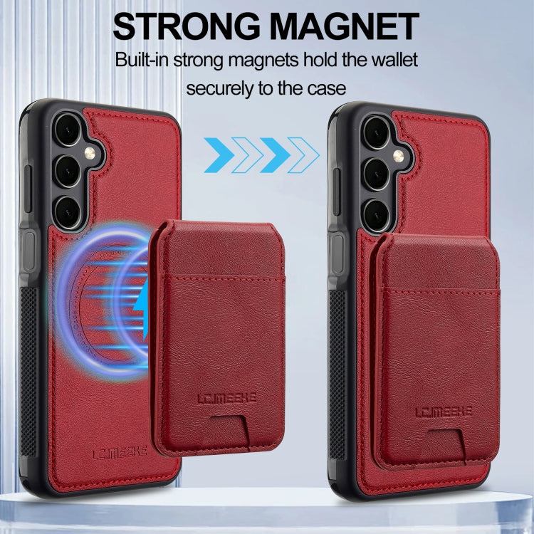 For Samsung Galaxy S23 FE 5G LC.IMEEKE L3 Series Detachable RFID Card Bag Magsafe Phone Case(Red)