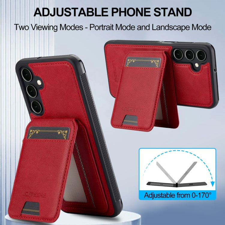 For Samsung Galaxy S23 FE 5G LC.IMEEKE L3 Series Detachable RFID Card Bag Magsafe Phone Case(Red)