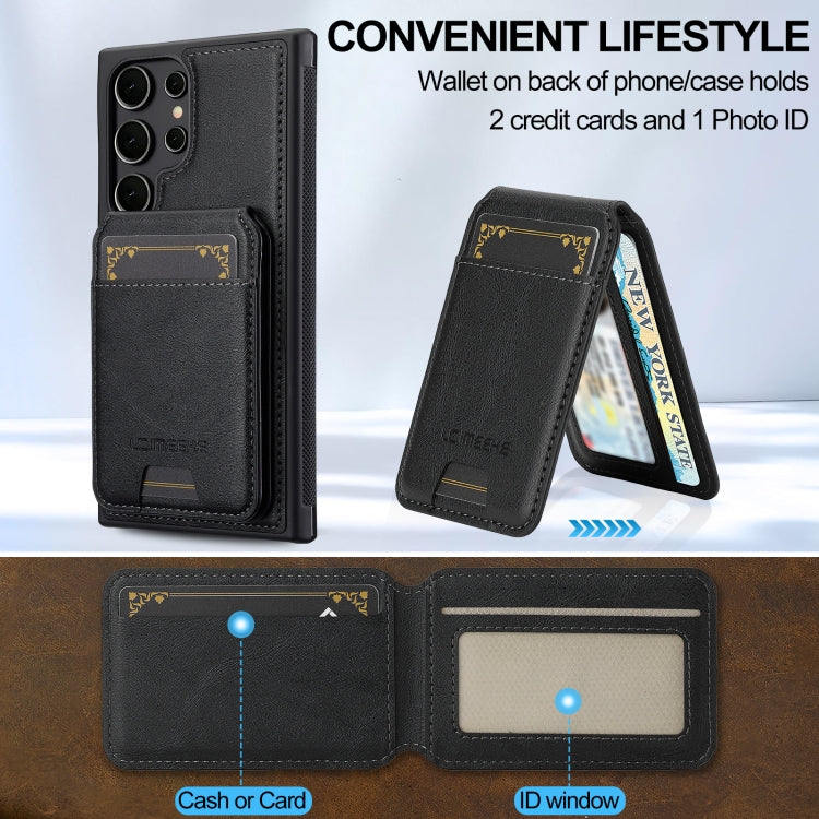 For Samsung Galaxy S22 Ultra 5G LC.IMEEKE L3 Series Detachable RFID Card Bag Magsafe Phone Case(Black)