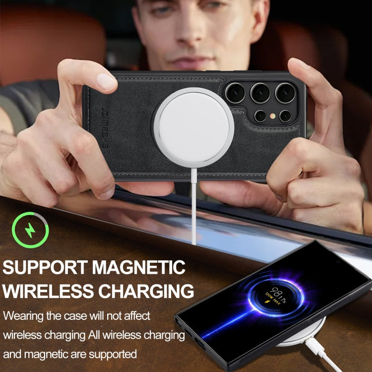 For Samsung Galaxy S22 Ultra 5G LC.IMEEKE L3 Series Detachable RFID Card Bag Magsafe Phone Case(Black)