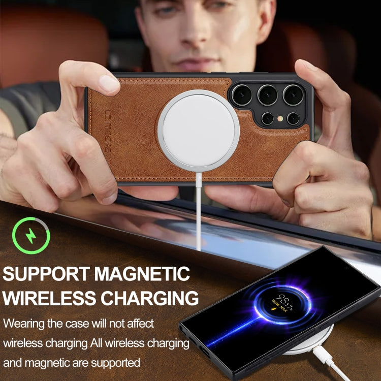 For Samsung Galaxy S22 Ultra 5G LC.IMEEKE L3 Series Detachable RFID Card Bag Magsafe Phone Case(Brown)