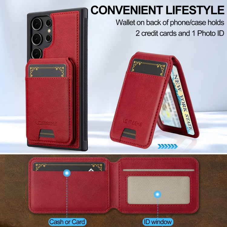 For Samsung Galaxy S22 Ultra 5G LC.IMEEKE L3 Series Detachable RFID Card Bag Magsafe Phone Case(Red)