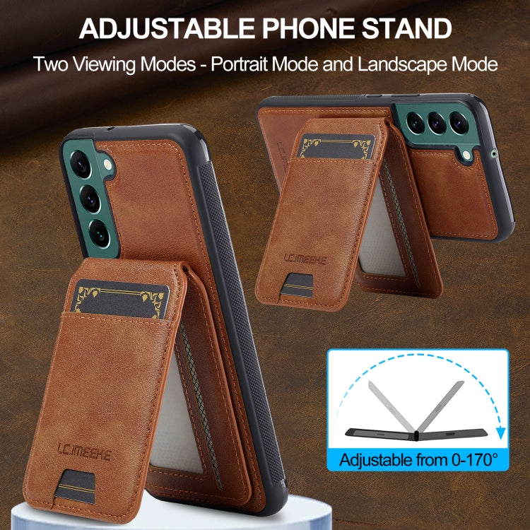 For Samsung Galaxy S21 5G LC.IMEEKE L3 Series Detachable RFID Card Bag Magsafe Phone Case(Brown)