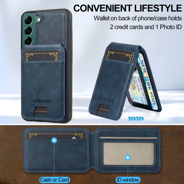 For Samsung Galaxy S21 5G LC.IMEEKE L3 Series Detachable RFID Card Bag Magsafe Phone Case(Blue)