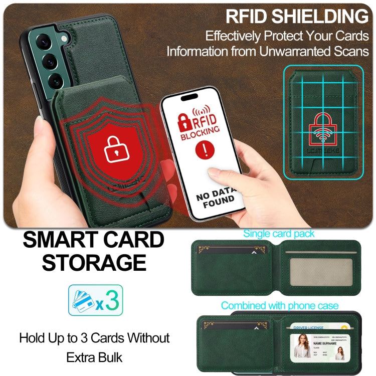 For Samsung Galaxy S21 5G LC.IMEEKE L3 Series Detachable RFID Card Bag Magsafe Phone Case(Green)