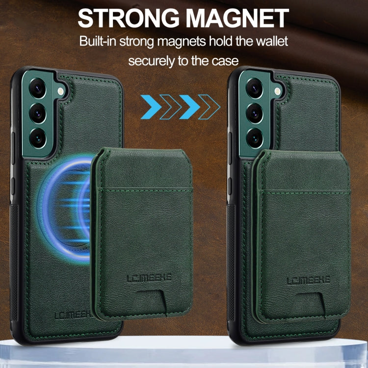 For Samsung Galaxy S21 5G LC.IMEEKE L3 Series Detachable RFID Card Bag Magsafe Phone Case(Green)