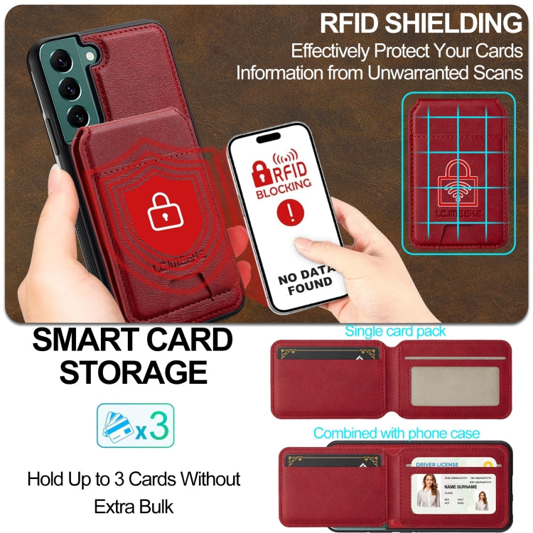 For Samsung Galaxy S21 5G LC.IMEEKE L3 Series Detachable RFID Card Bag Magsafe Phone Case(Red)