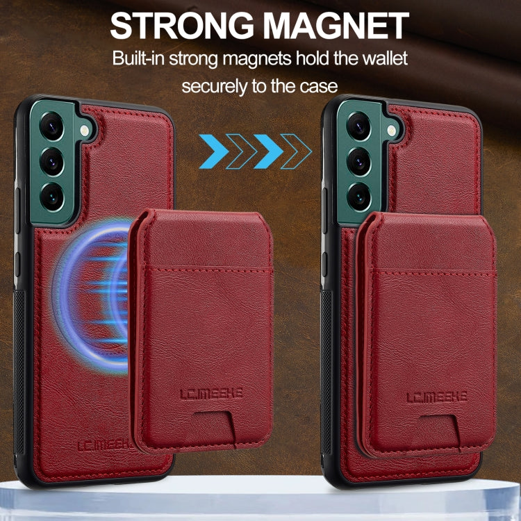 For Samsung Galaxy S21 5G LC.IMEEKE L3 Series Detachable RFID Card Bag Magsafe Phone Case(Red)