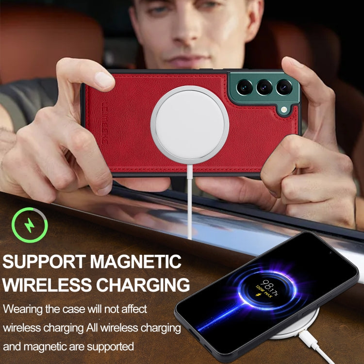For Samsung Galaxy S21 5G LC.IMEEKE L3 Series Detachable RFID Card Bag Magsafe Phone Case(Red)