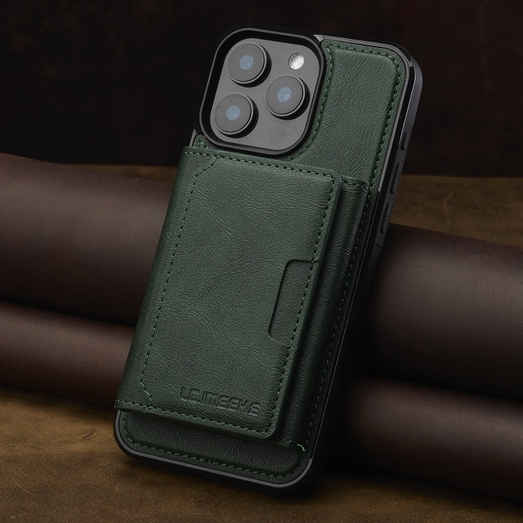 For iPhone 15 Pro Max LC.IMEEKE L5 Series Detachable RFID Card Bag Magsafe Phone Case(Green)
