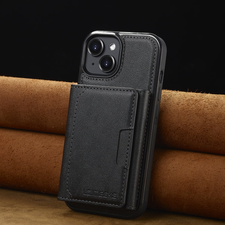 For iPhone 15 LC.IMEEKE L5 Series Detachable RFID Card Bag Magsafe Phone Case(Black)