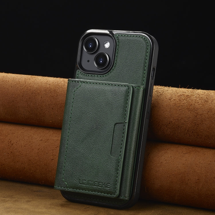 For iPhone 15 LC.IMEEKE L5 Series Detachable RFID Card Bag Magsafe Phone Case(Green)