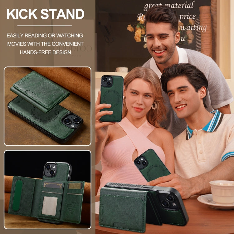 For iPhone 15 LC.IMEEKE L5 Series Detachable RFID Card Bag Magsafe Phone Case(Green)