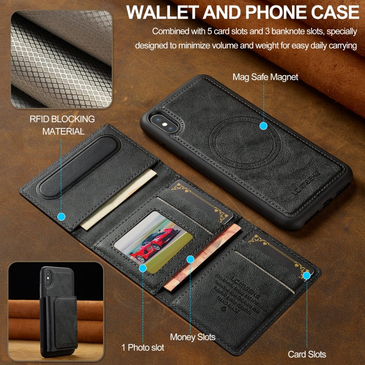 For iPhone XS Max LC.IMEEKE L5 Series Detachable RFID Card Bag Magsafe Phone Case(Black)