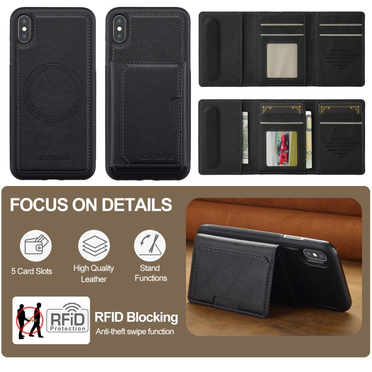 For iPhone XS Max LC.IMEEKE L5 Series Detachable RFID Card Bag Magsafe Phone Case(Black)