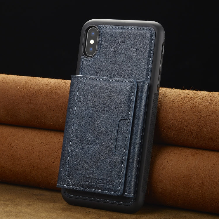 For iPhone XS Max LC.IMEEKE L5 Series Detachable RFID Card Bag Magsafe Phone Case(Blue)