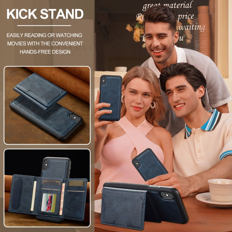 For iPhone XS Max LC.IMEEKE L5 Series Detachable RFID Card Bag Magsafe Phone Case(Blue)